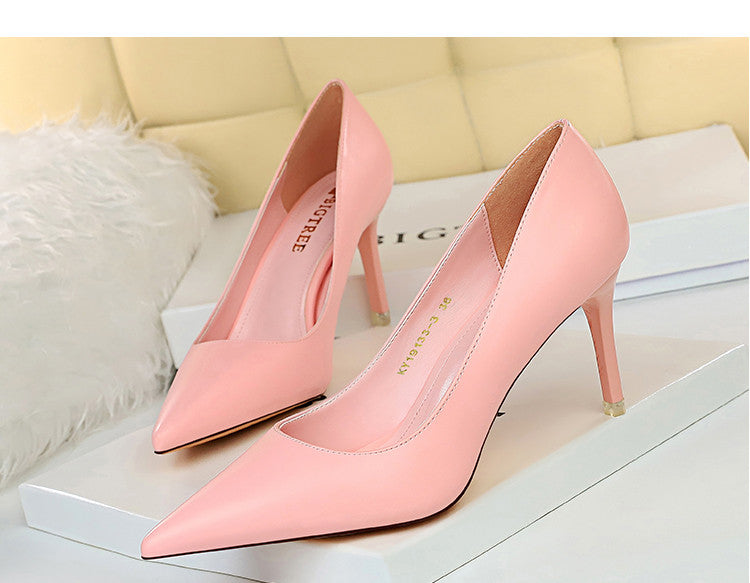 Women's High Heels Pointed Toe Mid-heel All-match Stiletto Single Shoes