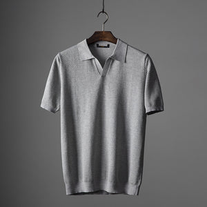 Men's V Knit Lapel Short Sleeve Top