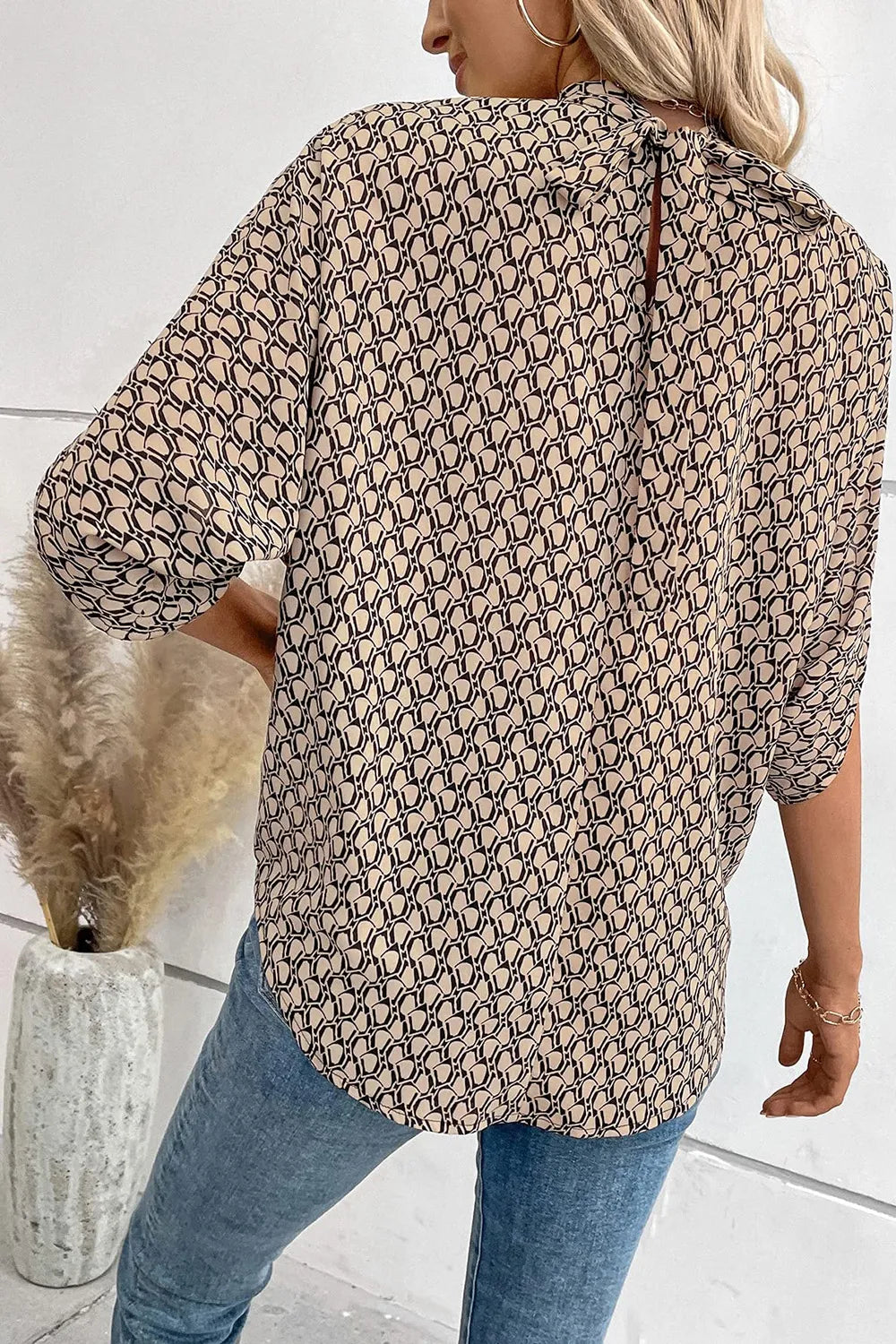 Shop Tie Back Slit Half Sleeve Blouse - Women's Fashion | Akatonbo