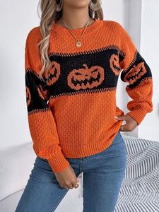 Snoopy Halloween Pumpkin Pullover Sweater Fashion Long Sleeve Knitted Tops For Women Clothing