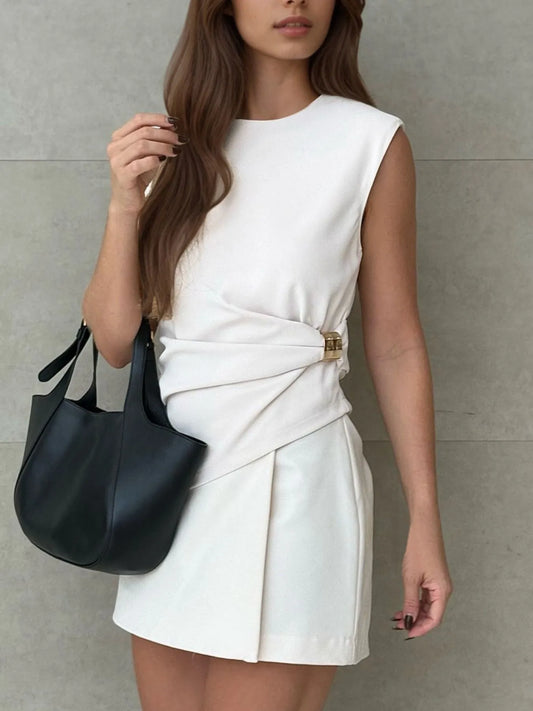 Shop Round Neck Sleeveless Top and Skirts Set - Women's Fashion | Akatonbo