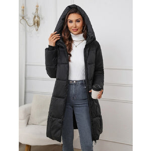 Women's Design Hooded Mid-length Thickened Coat