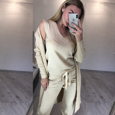 women fashion suits knitted three-piece set