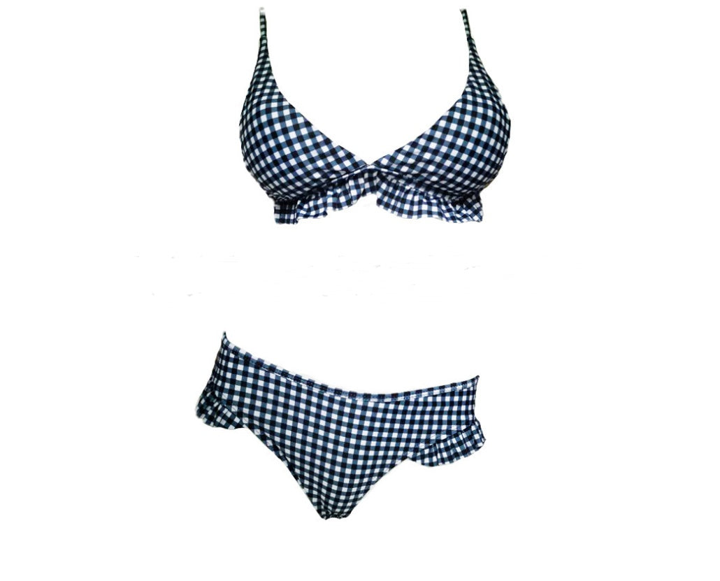 Sexy Bikini de Cuadros Bañadores de Cuadros Rojos y Verdes