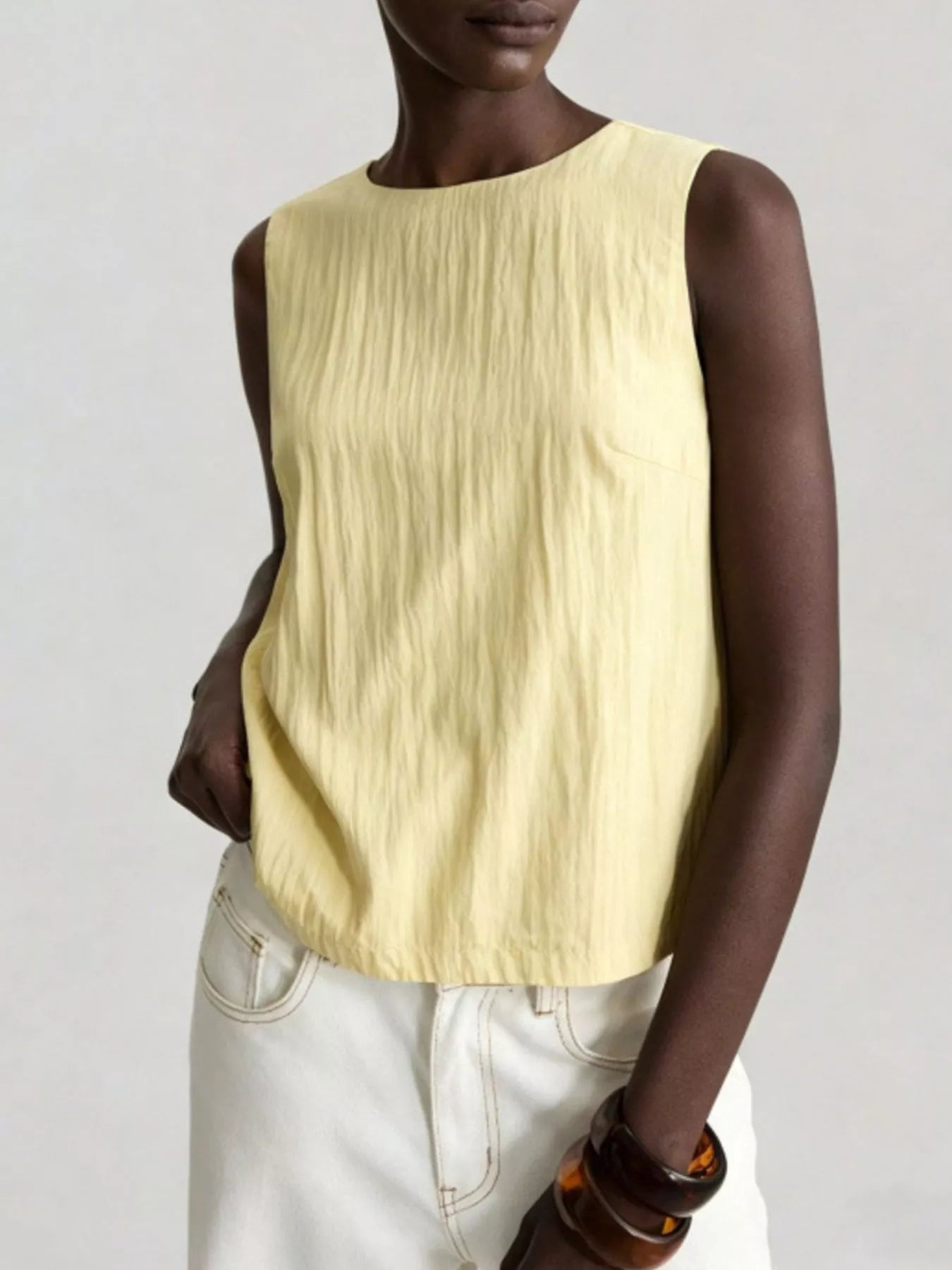 Shop Textured Round Neck Tank - Women's Fashion | Akatonbo