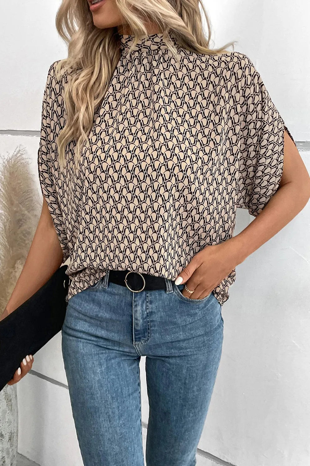 Shop Tie Back Slit Half Sleeve Blouse - Women's Fashion | Akatonbo