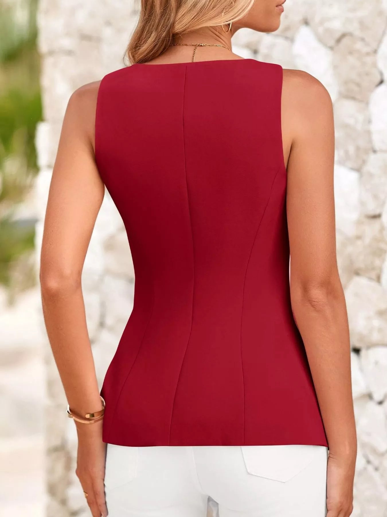Shop Square Neck Button-Up Vest - Women's Fashion | Akatonbo