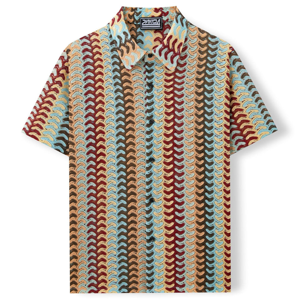 Summer New Colorful Hollow Breathable Short Sleeve Shirt