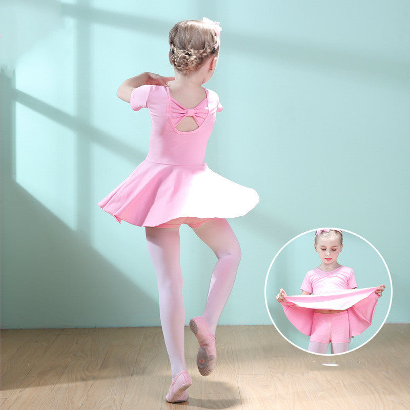 Children Dance Clothing Summer Short-sleeved Girls Dance Skirt Children Exercise Clothing Ballet Dance Dress