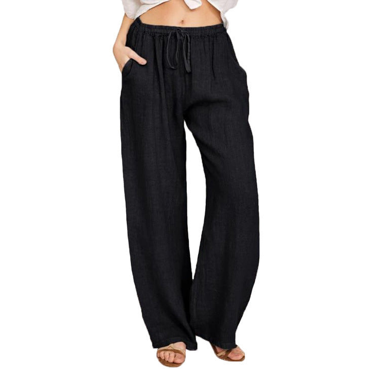 Casual Drawstring Tie Trousers