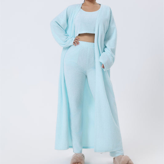 Akatonbo Cozy Pajama Set, 3 Piece Lounge Set, Cute Loungewear, Warm Suit Sets, Matching Set, Lounge Set, 3 Piece Pant Sets, Women Winter Dress