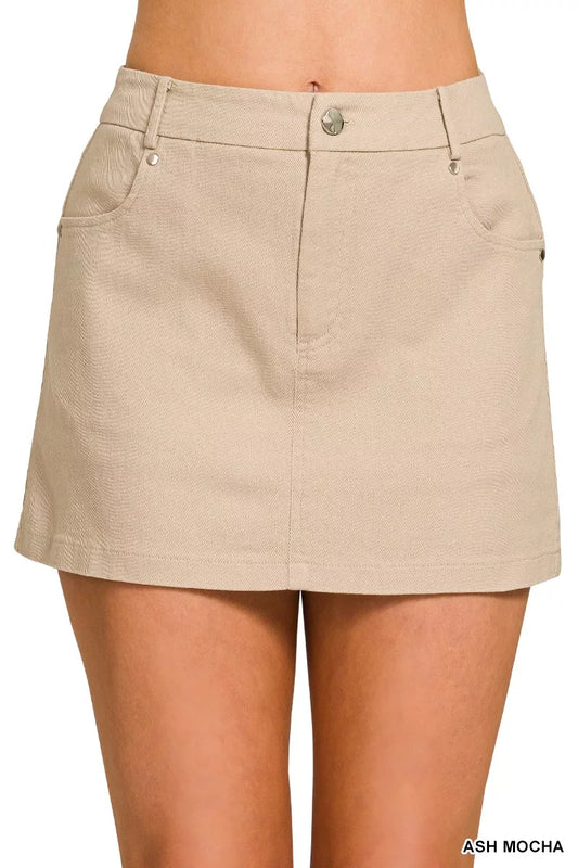 Shop Zenana Cotton Twill Lined Mini Skirts - Women's Fashion | Akatonbo