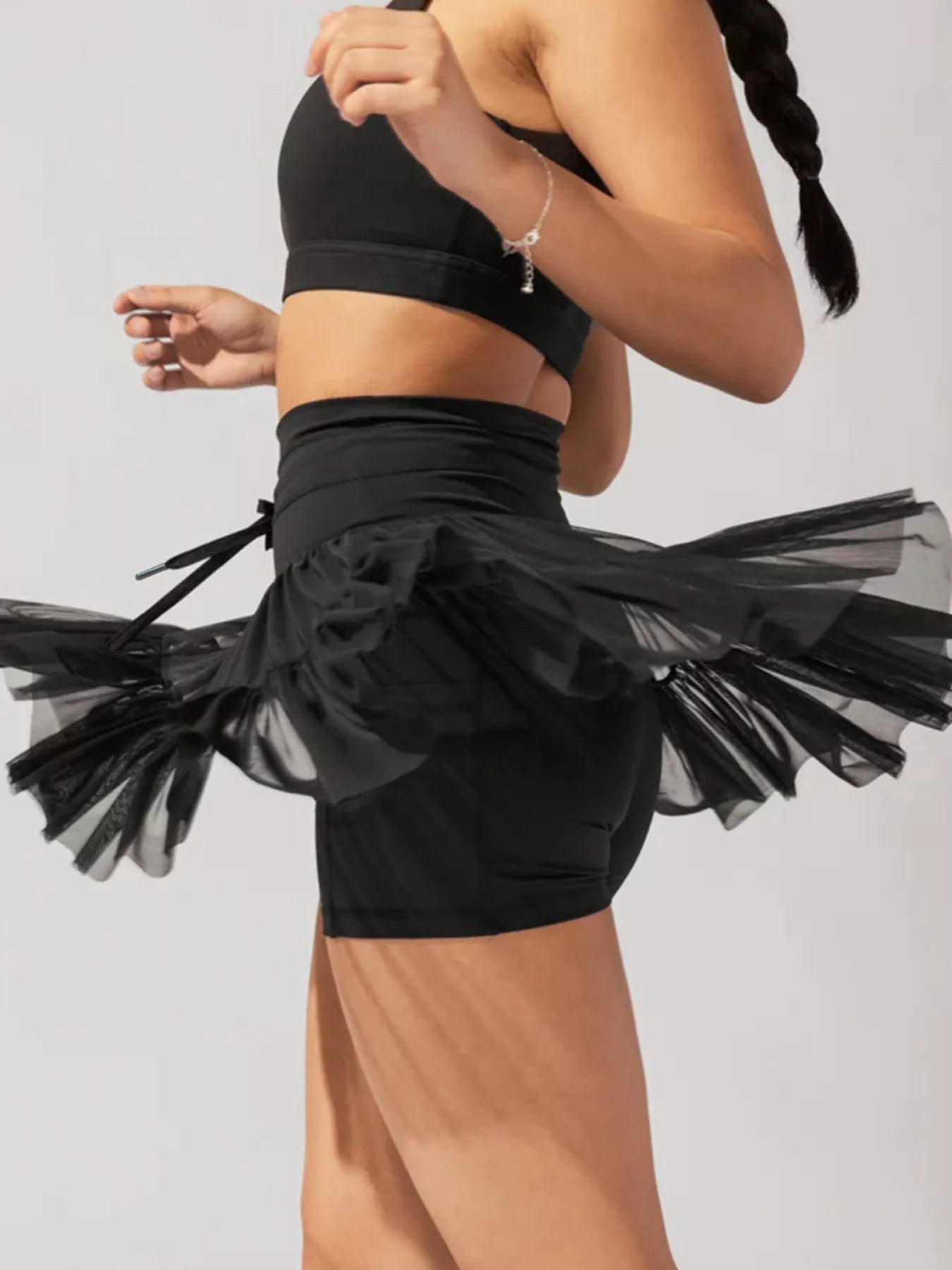 Shop Tiered Skort with Drawstring - Women's Fashion | Akatonbo