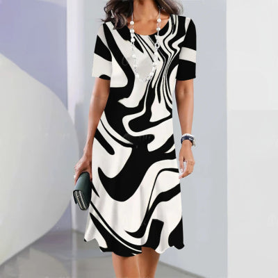 Mature Elegant Short Sleeves Dress