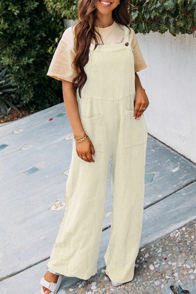 Akatonbo Fashion Square Neck Jumpsuit With Pockets Spring Summer Casual Solid Color Loose Overalls Womens Clothing