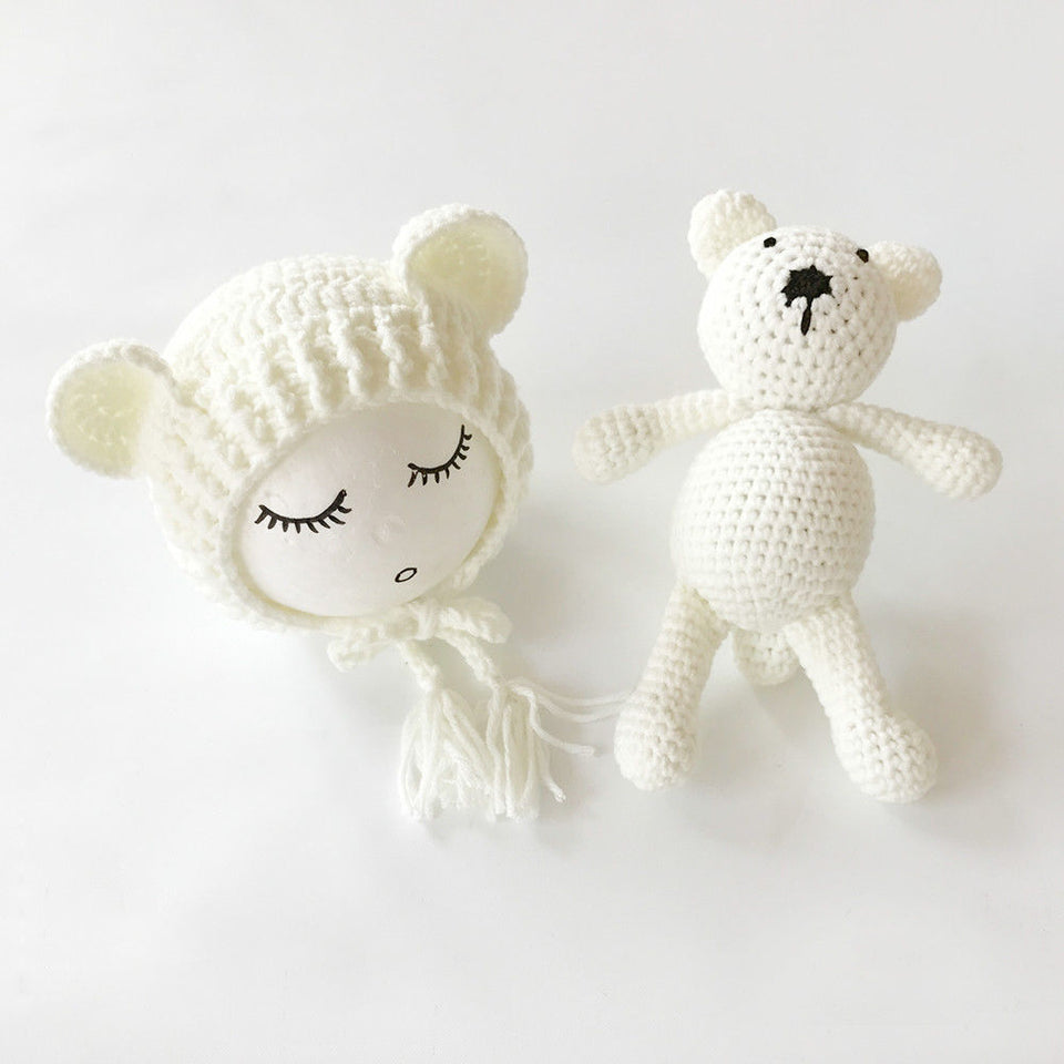 kids knit cap and toy set