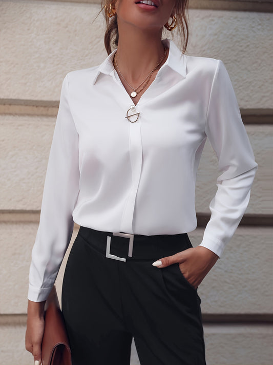 Akatonbo Fashionable Elegant Business Style Long Sleeve Shirt With Pearl Button
