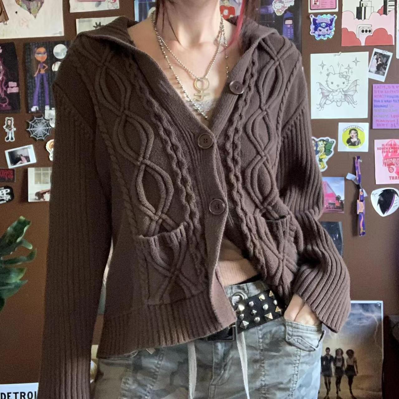 Chaqueta de punto tipo cárdigan holgado y casual para mujer