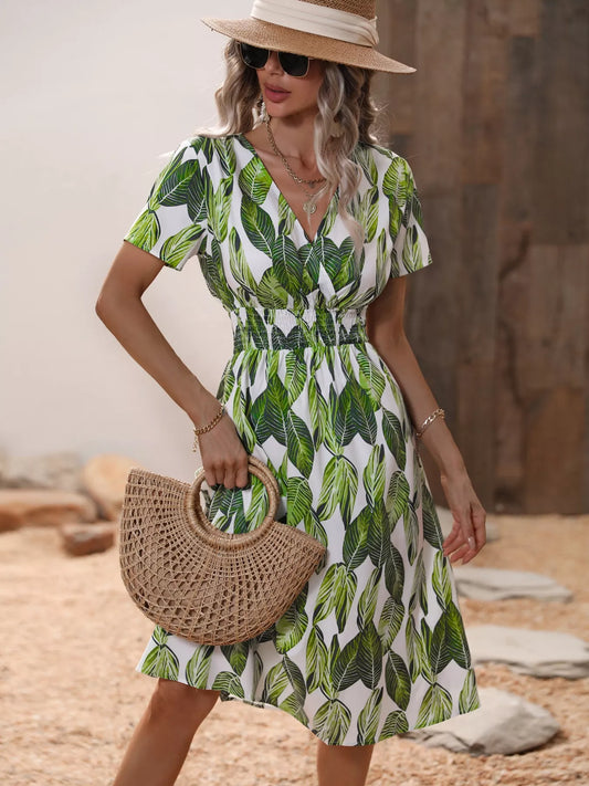 Shop Printed Short Sleeve Midi Dress - Women's Fashion | Akatonbo