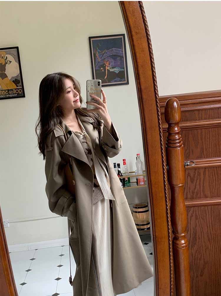Trench-coat mi-long simple et tendance pour femme
