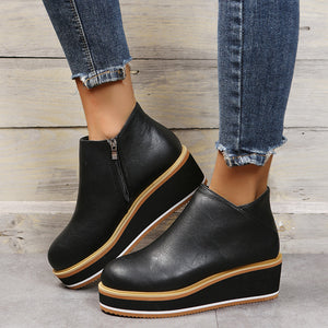 Ankle Boots Women Chunky Block Heel Shoes