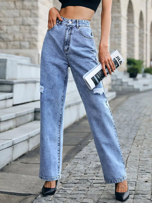 Shop Distressed High Waist Jeans - Women's Fashion | Akatonbo