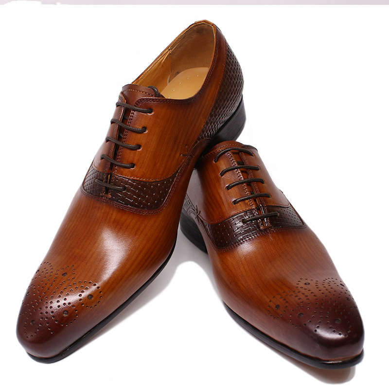 Business Men's Formal Leather Shoes British Carved