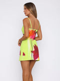Summer Flowers Printed Suspender Dress Fashion Slim