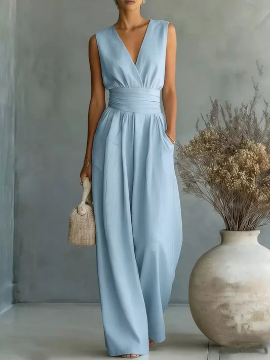 Shop Full Size Sleeveless Wide Leg Jumpsuit Plus Size - Women's Fashion | Akatonbo