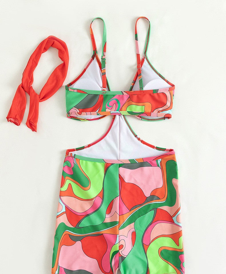 Traje de baño de una pieza con estampado retro