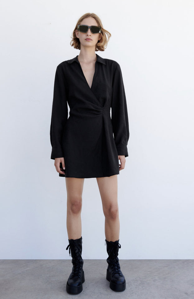 Temperament Simple Casual Pocket Dress With Double Front