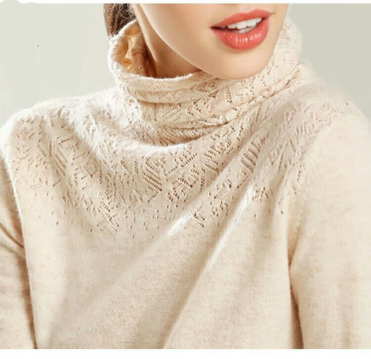 Akatonbo Hollow Pile Neck Turtleneck Loose Sweater