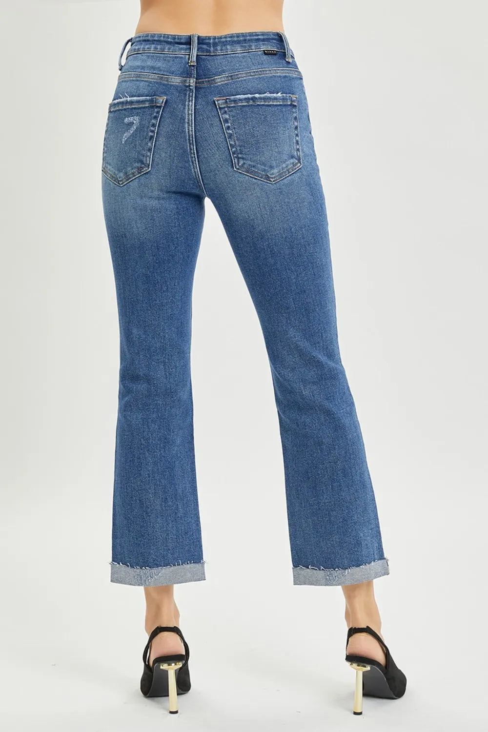 Shop RISEN Full Size Button Fly Cropped Bootcut Jeans - Women's Fashion | Akatonbo