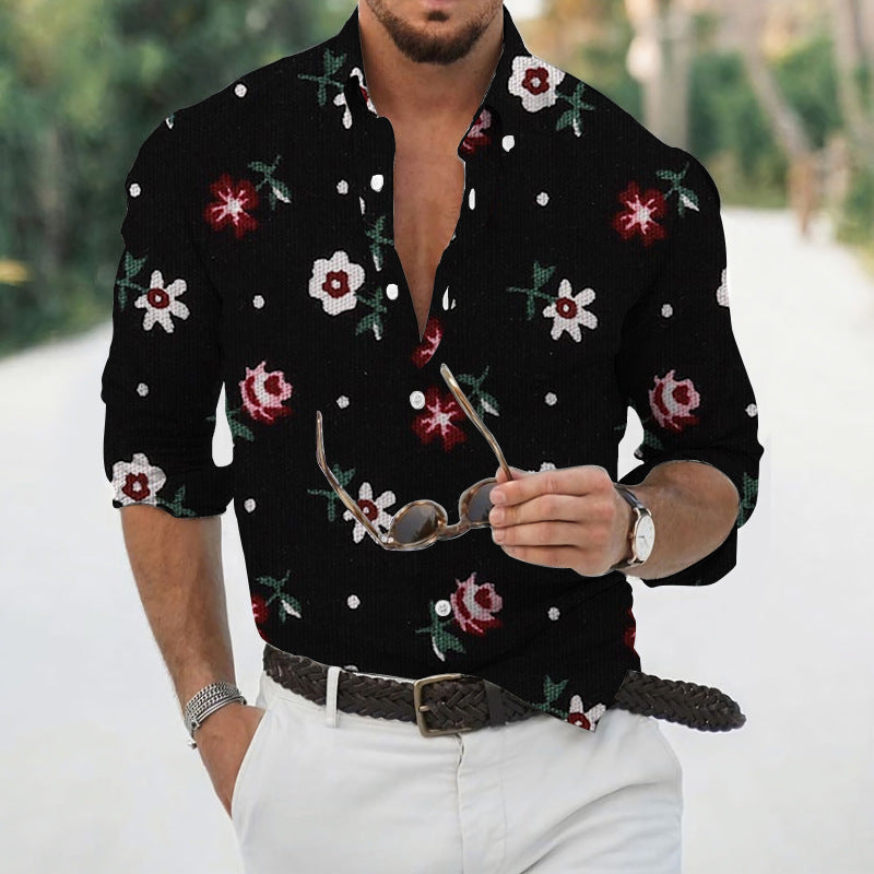 Men's Loose Floral Shirt Beach Retro