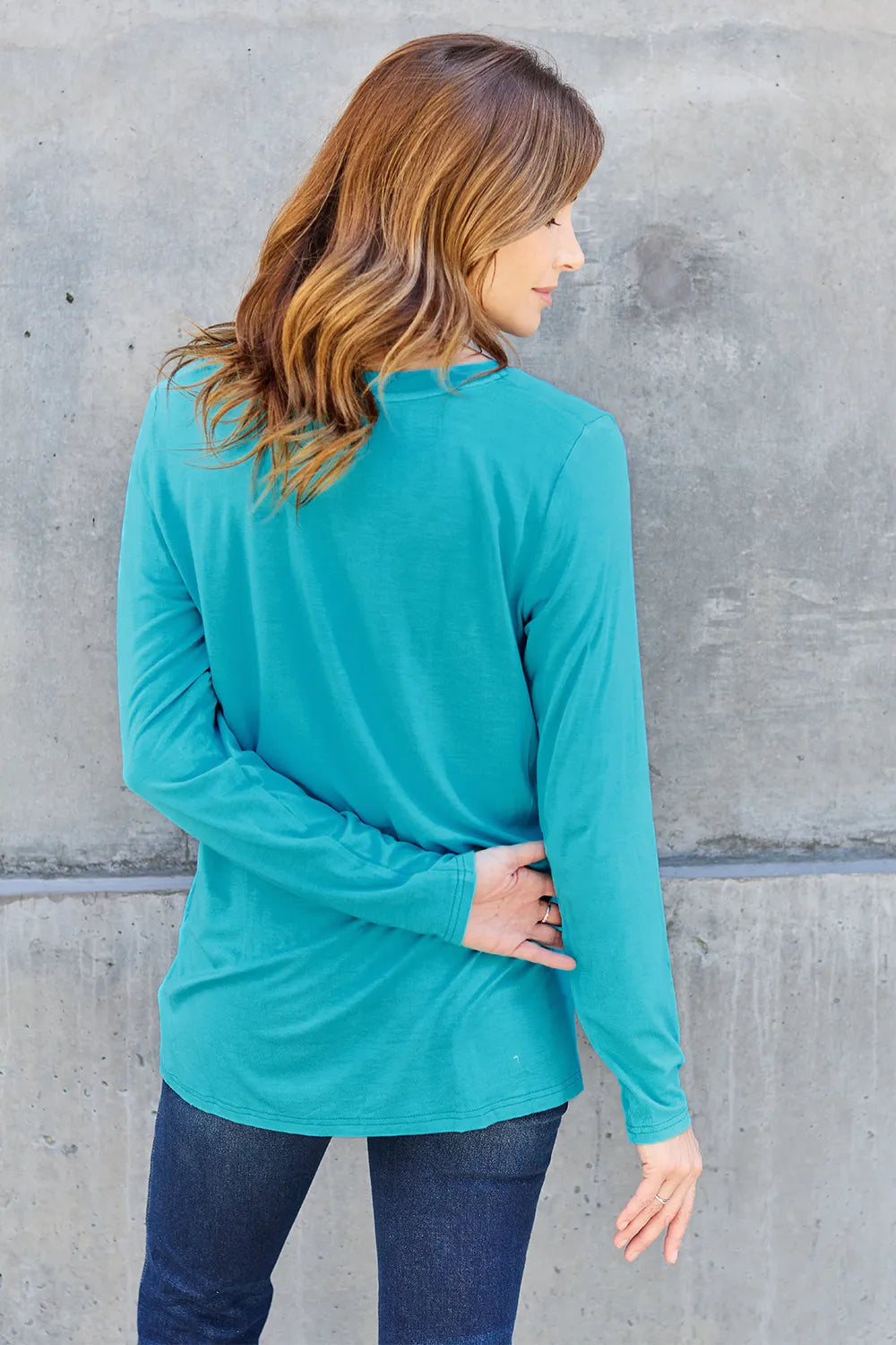 Shop Basic Bae Full Size V-Neck Long Sleeve Top - Women's Fashion | Akatonbo