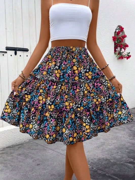 Shop Floral Print Midi Skirt - Women's Fashion | Akatonbo