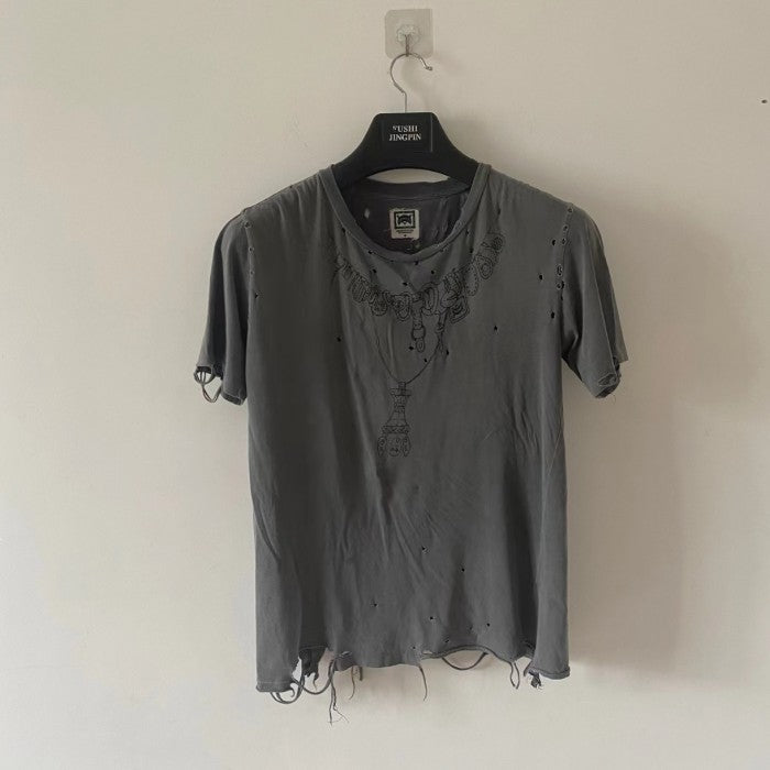 Damaged Necklace Reworked Washed Short Sleeves