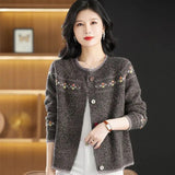 Round Neck Wool Cardigan Coat For Women