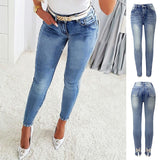 Women's Jeans Trendy High Waist Beaded Skinny Tapered Pants