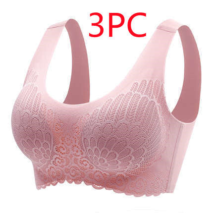 Natural Thai Latex Underwear 4.0 Angel Wings Seamless One Piece Women's Lace Sports Bra Without Steel Ring