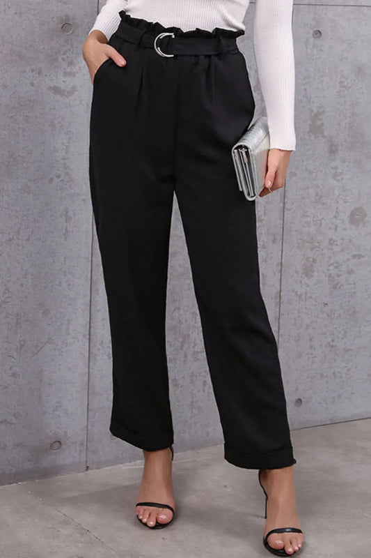 Shop Belted Paperbag Waist Pants - Women's Fashion | Akatonbo