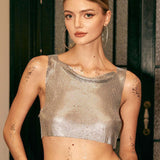 Metal Sequins Top Sweet And Spicy Style Vest