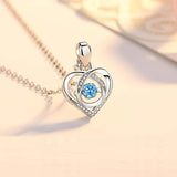 S925 Beating Heart-shaped Necklace Women Luxury Love Rhinestones Necklace Jewelry Gift For Valentine's Day