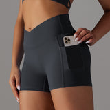 Yoga Shorts With Phone Pocket Design Fitness Sports Shorts