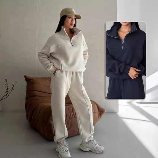 Akatonbo Y2k Winter Jogging Women Two Piece Set Female Zipper Coat Casual Pants Tracksuit Autumn Jacket Fashion Contrast Sport Wear Set