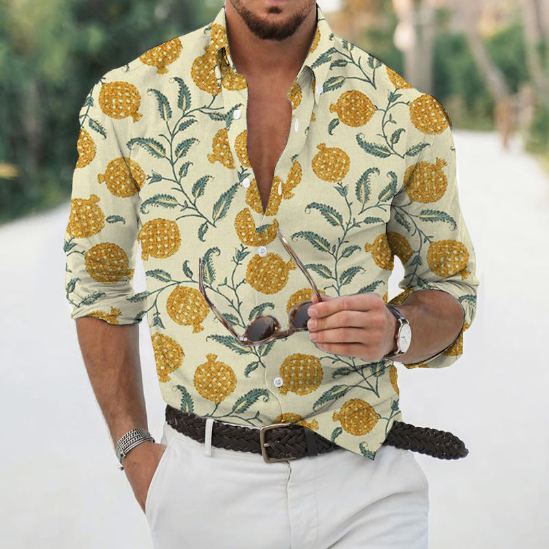 Men's Loose Floral Shirt Beach Retro