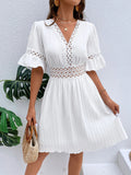 Laced V-Neck Short Summer and Spring Dress