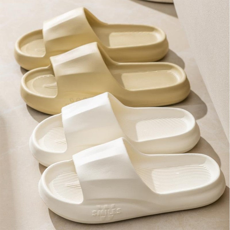 New Solid Striped Peep-toe Home Slippers