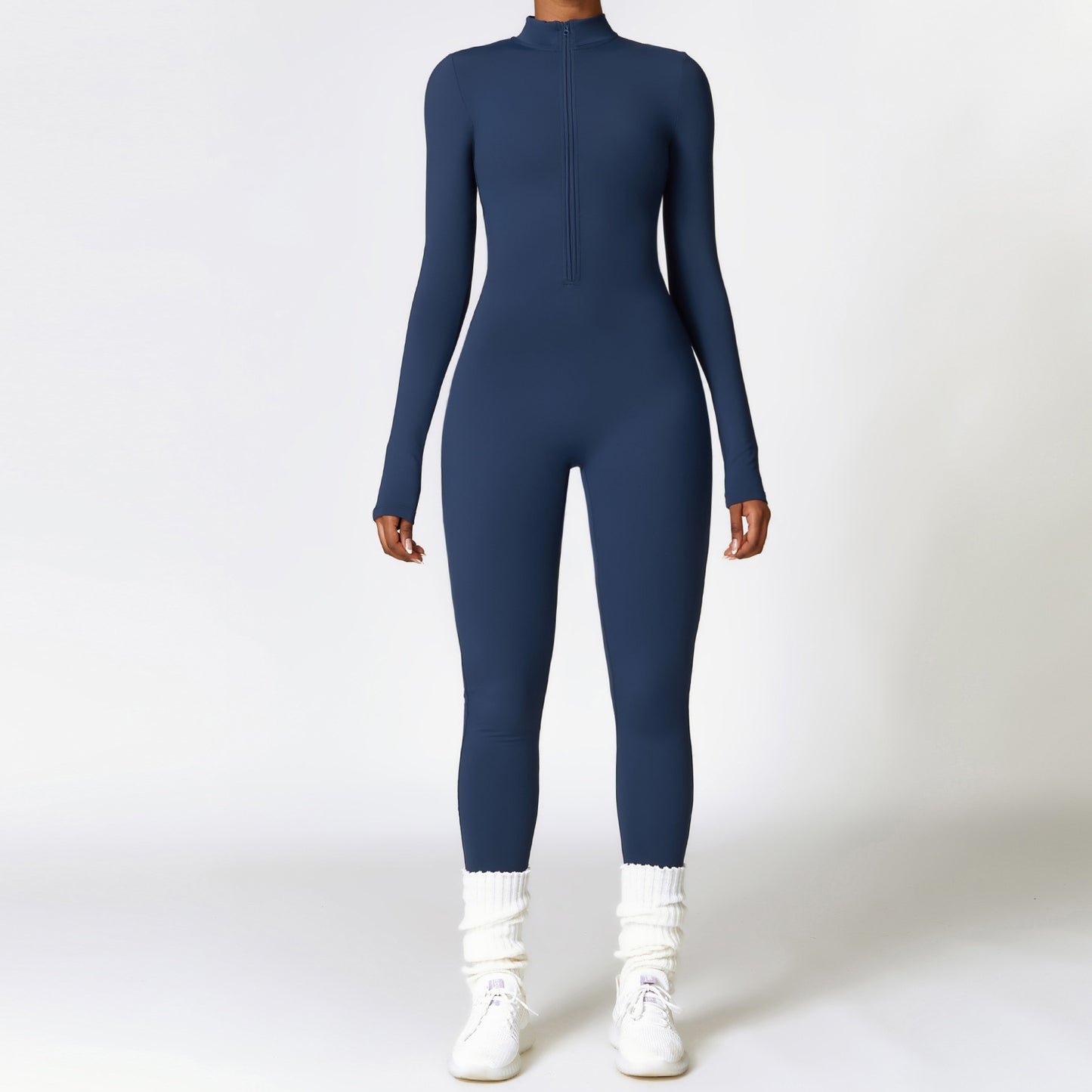 Mono cálido de manga larga con cremallera, pantalones deportivos de yoga, body transpirable, ropa de mujer