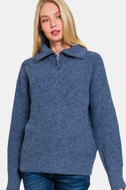 Akatonbo Zenana Half Zip Long Sleeve Sweater